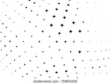 Abstract halftone wave dotted background. Futuristic twisted grunge pattern, stars.  Vector modern optical pop art texture for posters, postcard, grunge cover, labels, vintage sticker mock-up layout