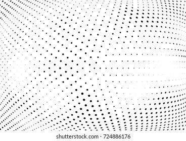 Abstract halftone wave dotted background. Futuristic twisted grunge pattern, dot, circles.  Vector modern optical pop art texture for posters, business cards, cover, labels mock-up, stickers layout