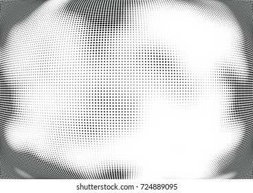 Abstract halftone wave dotted background. Futuristic twisted grunge pattern, dot, circles.  Vector modern optical pop art texture for posters, business cards, cover, labels mock-up, stickers layout