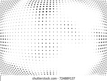 Abstract halftone wave dotted background. Futuristic twisted grunge pattern, dot, circles.  Vector modern optical pop art texture for posters, business cards, cover, labels mock-up, stickers layout