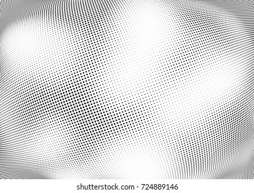 Abstract halftone wave dotted background. Futuristic twisted grunge pattern, dot, circles.  Vector modern optical pop art texture for posters, business cards, cover, labels mock-up, stickers layout