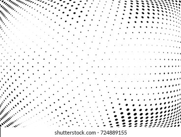 Abstract halftone wave dotted background. Futuristic twisted grunge pattern, dot, circles.  Vector modern optical pop art texture for posters, business cards, cover, labels mock-up, stickers layout