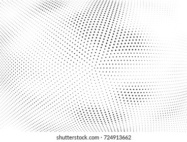 Abstract halftone wave dotted background. Futuristic twisted grunge pattern, stars.  Vector modern optical pop art texture for posters, postcard, grunge cover, labels, vintage sticker mock-up layout