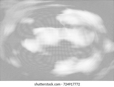 Abstract halftone wave dotted background. Futuristic twisted grunge pattern, dot, circles.  Vector modern optical pop art texture for posters, business cards, cover, labels mock-up, stickers layout
