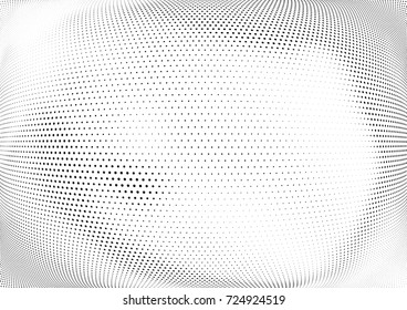 Abstract halftone wave dotted background. Futuristic twisted grunge pattern, dot, circles.  Vector modern optical pop art texture for posters, business cards, cover, labels mock-up, stickers layout