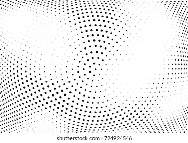 Abstract halftone wave dotted background. Futuristic twisted grunge pattern, dot, circles.  Vector modern optical pop art texture for posters, business cards, cover, labels mock-up, stickers layout