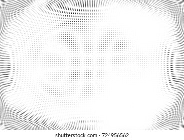 Abstract halftone wave dotted background. Futuristic twisted grunge pattern, dot, circles.  Vector modern optical pop art texture for posters, business cards, cover, labels mock-up, stickers layout