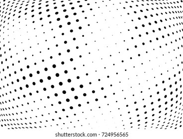 Abstract halftone wave dotted background. Futuristic twisted grunge pattern, dot, circles.  Vector modern optical pop art texture for posters, business cards, cover, labels mock-up, stickers layout