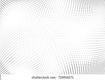 Abstract halftone wave dotted background. Futuristic twisted grunge pattern, dot, circles.  Vector modern optical pop art texture for posters, business cards, cover, labels mock-up, stickers layout