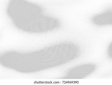 Abstract halftone wave dotted background. Futuristic twisted grunge pattern, stars.  Vector modern optical pop art texture for posters, postcard, grunge cover, labels, vintage sticker mock-up layout