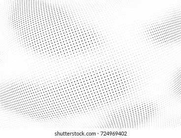 Abstract halftone wave dotted background. Futuristic twisted grunge pattern, stars.  Vector modern optical pop art texture for posters, postcard, grunge cover, labels, vintage sticker mock-up layout