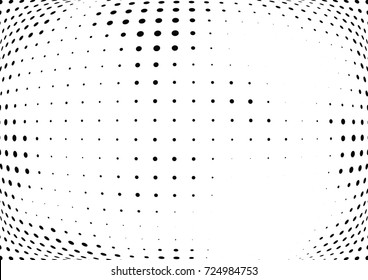Abstract halftone wave dotted background. Futuristic twisted grunge pattern, dot, circles.  Vector modern optical pop art texture for posters, business cards, cover, labels mock-up, stickers layout