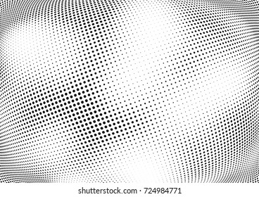 Abstract halftone wave dotted background. Futuristic twisted grunge pattern, dot, circles.  Vector modern optical pop art texture for posters, business cards, cover, labels mock-up, stickers layout