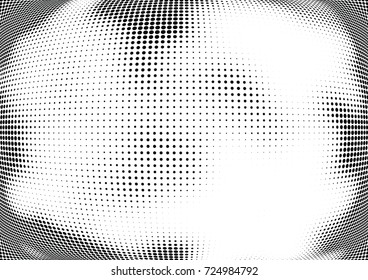 Abstract halftone wave dotted background. Futuristic twisted grunge pattern, dot, circles.  Vector modern optical pop art texture for posters, business cards, cover, labels mock-up, stickers layout