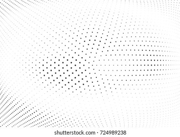 Abstract halftone wave dotted background. Futuristic twisted grunge pattern, stars.  Vector modern optical pop art texture for posters, postcard, grunge cover, labels, vintage sticker mock-up layout