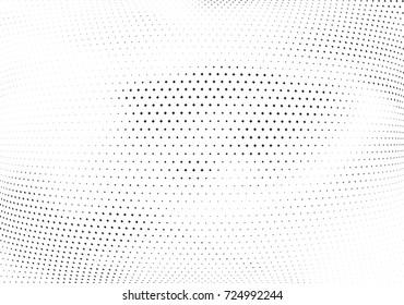 Abstract halftone wave dotted background. Futuristic twisted grunge pattern, stars.  Vector modern optical pop art texture for posters, postcard, grunge cover, labels, vintage sticker mock-up layout