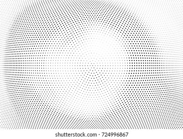 Abstract halftone wave dotted background. Futuristic twisted grunge pattern, dot, circles.  Vector modern optical pop art texture for posters, business cards, cover, labels mock-up, stickers layout