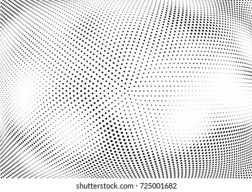 Abstract halftone wave dotted background. Futuristic twisted grunge pattern, dot, circles.  Vector modern optical pop art texture for posters, business cards, cover, labels mock-up, stickers layout