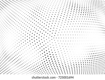 Abstract halftone wave dotted background. Futuristic twisted grunge pattern, dot, circles.  Vector modern optical pop art texture for posters, business cards, cover, labels mock-up, stickers layout