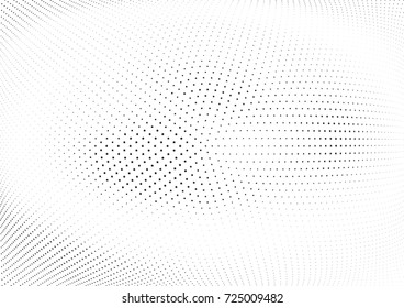Abstract halftone wave dotted background. Futuristic twisted grunge pattern, stars.  Vector modern optical pop art texture for posters, postcard, grunge cover, labels, vintage sticker mock-up layout
