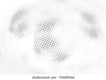 Abstract halftone wave dotted background. Futuristic twisted grunge pattern, stars.  Vector modern optical pop art texture for posters, postcard, grunge cover, labels, vintage sticker mock-up layout