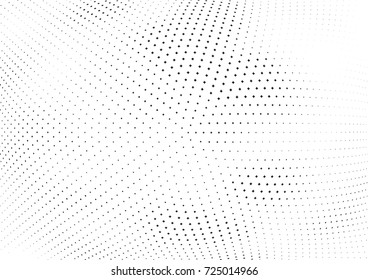 Abstract halftone wave dotted background. Futuristic twisted grunge pattern, stars.  Vector modern optical pop art texture for posters, postcard, grunge cover, labels, vintage sticker mock-up layout