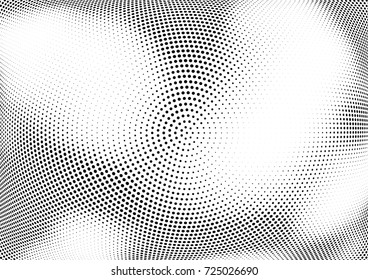 Abstract halftone wave dotted background. Futuristic twisted grunge pattern, dot, circles.  Vector modern optical pop art texture for posters, business cards, cover, labels mock-up, stickers layout