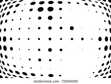 Abstract halftone wave dotted background. Futuristic twisted grunge pattern, dot, circles.  Vector modern optical pop art texture for posters, business cards, cover, labels mock-up, stickers layout