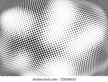 Abstract halftone wave dotted background. Futuristic twisted grunge pattern, dot, circles.  Vector modern optical pop art texture for posters, business cards, cover, labels mock-up, stickers layout