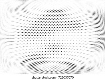 Abstract halftone wave dotted background. Futuristic twisted grunge pattern, stars.  Vector modern optical pop art texture for posters, postcard, grunge cover, labels, vintage sticker mock-up layout