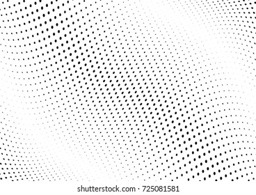 Abstract halftone wave dotted background. Futuristic twisted grunge pattern, dot, circles.  Vector modern optical pop art texture for posters, business cards, cover, labels mock-up, stickers layout