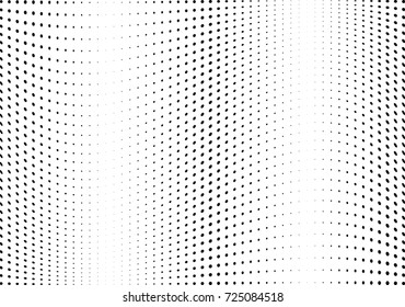 Abstract halftone wave dotted background. Futuristic twisted grunge pattern, dot, circles.  Vector modern optical pop art texture for posters, business cards, cover, labels mock-up, stickers layout