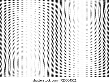 Abstract halftone wave dotted background. Futuristic twisted grunge pattern, dot, circles.  Vector modern optical pop art texture for posters, business cards, cover, labels mock-up, stickers layout