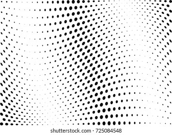Abstract halftone wave dotted background. Futuristic twisted grunge pattern, dot, circles.  Vector modern optical pop art texture for posters, business cards, cover, labels mock-up, stickers layout