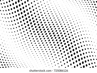 Abstract halftone wave dotted background. Futuristic twisted grunge pattern, dot, circles.  Vector modern optical pop art texture for posters, business cards, cover, labels mock-up, stickers layout