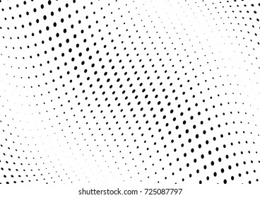 Abstract halftone wave dotted background. Futuristic twisted grunge pattern, dot, circles.  Vector modern optical pop art texture for posters, business cards, cover, labels mock-up, stickers layout