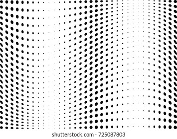 Abstract halftone wave dotted background. Futuristic twisted grunge pattern, dot, circles.  Vector modern optical pop art texture for posters, business cards, cover, labels mock-up, stickers layout