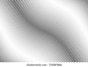 Abstract halftone wave dotted background. Futuristic twisted grunge pattern, dot, circles.  Vector modern optical pop art texture for posters, business cards, cover, labels mock-up, stickers layout