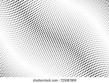 Abstract halftone wave dotted background. Futuristic twisted grunge pattern, dot, circles.  Vector modern optical pop art texture for posters, business cards, cover, labels mock-up, stickers layout