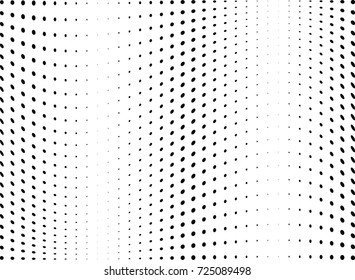 Abstract halftone wave dotted background. Futuristic twisted grunge pattern, dot, circles.  Vector modern optical pop art texture for posters, business cards, cover, labels mock-up, stickers layout