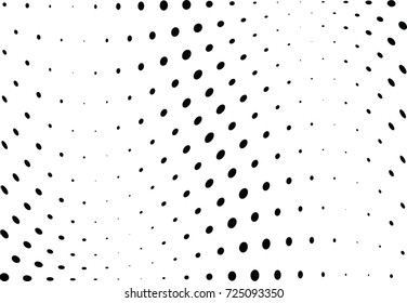 Abstract halftone wave dotted background. Futuristic twisted grunge pattern, dot, circles.  Vector modern optical pop art texture for posters, business cards, cover, labels mock-up, stickers layout