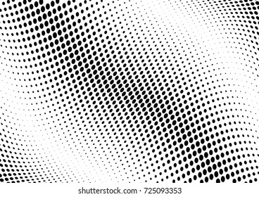 Abstract halftone wave dotted background. Futuristic twisted grunge pattern, dot, circles.  Vector modern optical pop art texture for posters, business cards, cover, labels mock-up, stickers layout