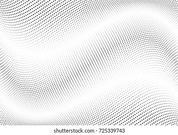 Ola de semitonos abstracta salpicada de fondo. Futurista estampado de trituro, punto, círculos.  Textura moderna de arte pop óptico vectorial para carteles, tarjetas de visita, portada, maqueta de etiquetas, diseño de etiquetas