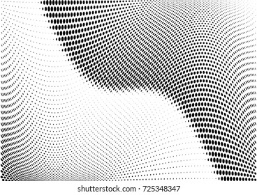 Abstract halftone wave dotted background. Futuristic twisted grunge pattern, dot, circles.  Vector modern optical pop art texture for posters, business cards, cover, labels mock-up, stickers layout