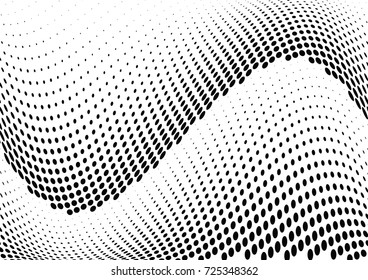 Abstract halftone wave dotted background. Futuristic twisted grunge pattern, dot, circles.  Vector modern optical pop art texture for posters, business cards, cover, labels mock-up, stickers layout
