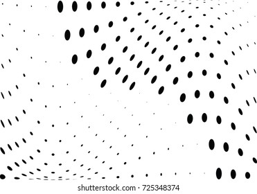 Abstract halftone wave dotted background. Futuristic twisted grunge pattern, dot, circles.  Vector modern optical pop art texture for posters, business cards, cover, labels mock-up, stickers layout