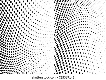 Abstract halftone wave dotted background. Futuristic twisted grunge pattern, dot, circles.  Vector modern optical pop art texture for posters, business cards, cover, labels mock-up, stickers layout