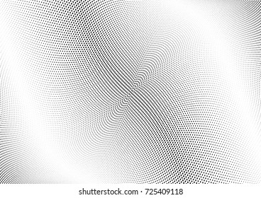 Abstract halftone wave dotted background. Futuristic twisted grunge pattern, dot, circles.  Vector modern optical pop art texture for posters, business cards, cover, labels mock-up, stickers layout
