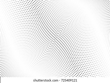 Abstract halftone wave dotted background. Futuristic twisted grunge pattern, dot, circles.  Vector modern optical pop art texture for posters, business cards, cover, labels mock-up, stickers layout