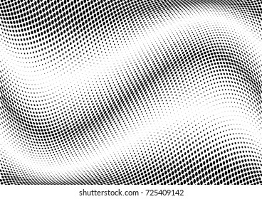 Abstract halftone wave dotted background. Futuristic twisted grunge pattern, dot, circles.  Vector modern optical pop art texture for posters, business cards, cover, labels mock-up, stickers layout